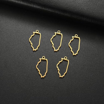 kkjoy 5Pcs Hollow Continents Maps of USA Pendant Charms for Jewelry Making and Crafting, Stainless Steel Mini Charm Craft Supplies Accessories for DIY Bracelet Necklace Earrings - color: Hollow Illinois Map - Gold