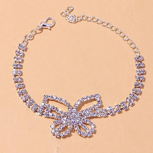 Sora Tuki Ankle Bracelets for Women Tennis Rhinestone Anklets for Women Butterfly Heart Star Cross Anklet Bracelet for Women Plus Size Anklet Bracelets for Big Ankle Beach Foot Jewelry - style: 3 - big butterfly