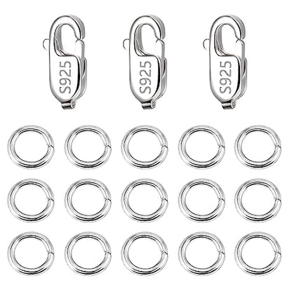 925 Sterling Silver Jewelry Making Lobster Clasps with Open Jump Rings Set | Small Spring Italian Clasps Lobster Claw Jump Rings Necklace Chains Connect Link Repair kit Supplies 925 Jewelry Findings - color: 23PcsB