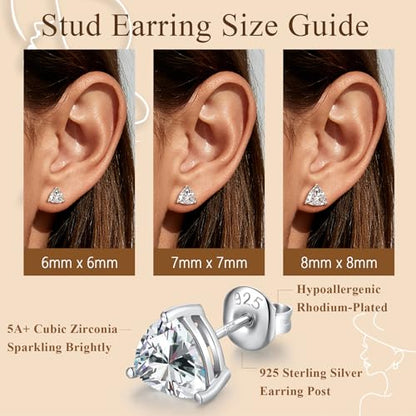 Brilliant Heart-cut/Oval-cut/Trillion-cut/Cushion-cut/Emerald-cut/Marquise-cut Stud, 925 Sterling Silver Cubic Zirconia Stud Earrings for Women Men - style: K-Triangle cut-silver