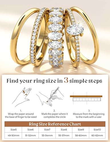 Tungary Gold Stackable Rings for Women Non Tarnish, Wedding Bands Set | Hypoallergenic 5 PCS Cubic Zirconia Ring Set, Promise Engagement Wedding Ring Stack, Trendy Statement Thumb Rings Size 5-10 - color: Elegant-14K Gold Plated