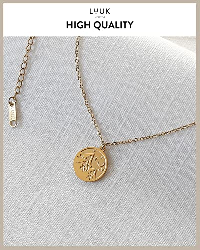 LUUK LIFESTYLE Stainless steel necklace with pendant and HAPPINESS card, 20” adjustable length, lucky charm, friendship chain, Valentine's Day gift, birthday, women's jewelry, silver, gold, rosegold - color: Gold, size: Mountain
