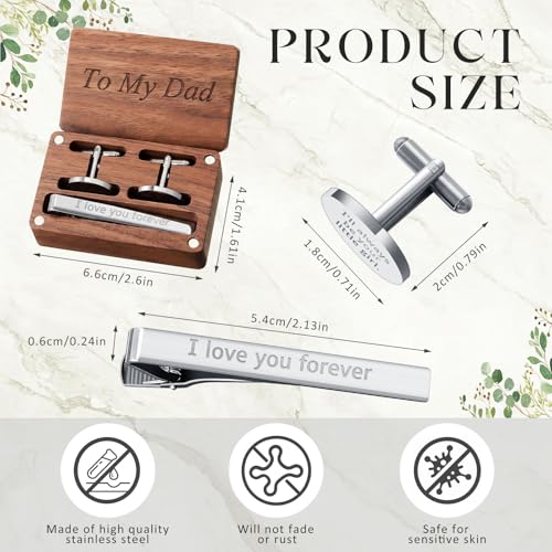 Colingmill Father of the Bride Gift Dad of the Bridegroom Cufflinks Tie Clip Set with Engraved Wood Gift Box for Dad - style: Father of the Bride,Hero