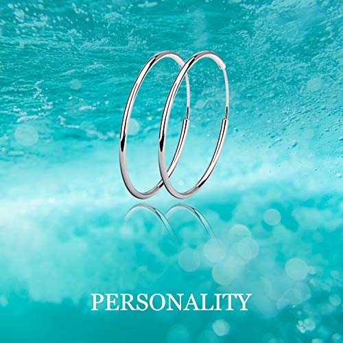 YFN Hoop Earrings Sterling Silver Polished Round Circle Endless Earrings Diameter 20,30,40,50,60,70,80mm - style: Diameter 60mm Large Hoop Earrings
