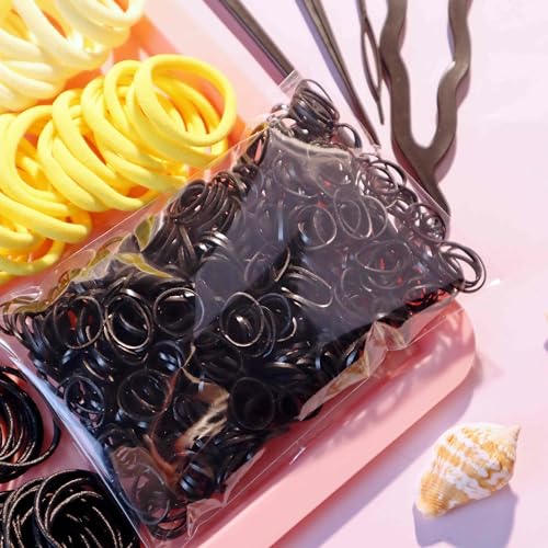 YANRONG Women's Hair Accessories Set: 755 Seamless Ponytail Holders, Variety Hair Scrunchies, Bands, and Ties for Thick and Curly Hair (Yellow) - color: 755PCS（Yellow)