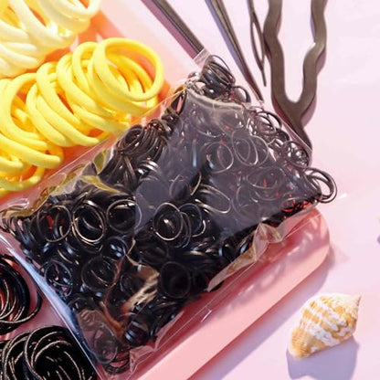 YANRONG Women's Hair Accessories Set: 755 Seamless Ponytail Holders, Variety Hair Scrunchies, Bands, and Ties for Thick and Curly Hair (Yellow) - color: 755PCS（Yellow)