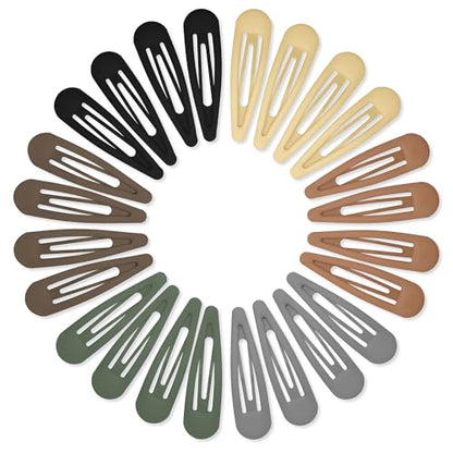 24 PCS 2.36 In Metal Snap Hair Barrettes For Women Water Drop Shape Hair Clips For Thick Thin Fine Hair,Matte Black Brown Gray Yellow Green Khaki - color: Matte Black Brown Gray Yellow Green Khaki