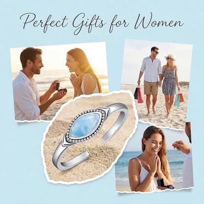 Gemstone Toe Rings Adjustable 925 Sterling Silver Open Band Toe Rings Jewelry Gifts for Women