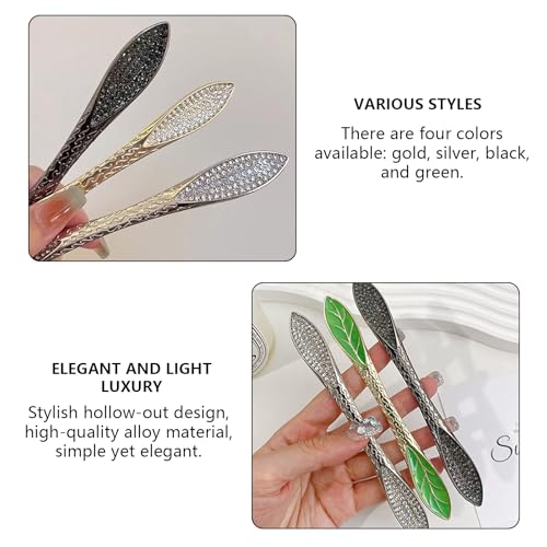  Snmzlc 2 Pcs French Hair Pins for Women,Hair Sticks for Buns,Buns and Updos with No Hair Damage,Black Metal Rhinestone French Pin Great Hold,Suitable for fine & thick hairUS315 (Black) - color: Black