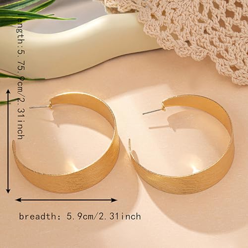 Large Hoop Earrings for Women Lightweight Chunky Earrings | Big Hoop Earrings for Women Chunky Jewelry 70s Outfits for Women - style: Dangle-Gold-02
