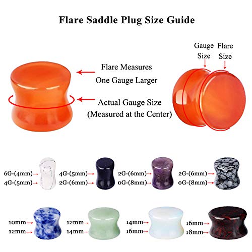 Longbeauty 20/30 Pcs Set Mixed Stone Saddle Double Flared Ear Tunnels Expander Plugs Stretcher 3MM-20MM - style: 10pairs, 9/16"(14mm)