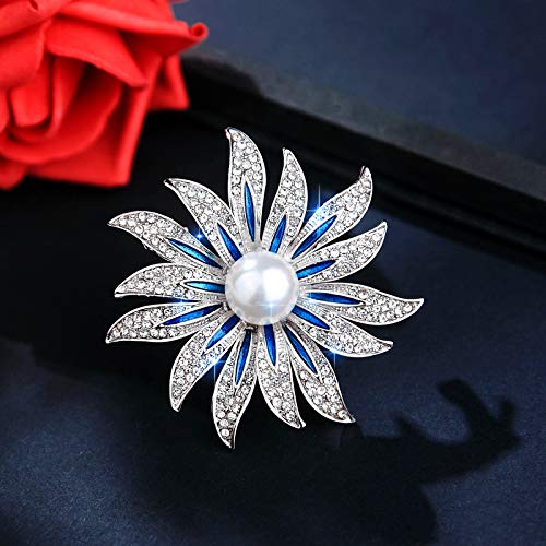Brooch Pins for Women Girls Fashion Flower Crystal Rhinestone Pearl Jewelry - color: Color 6