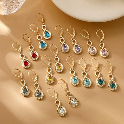 Multicolor Crystal Dangle Studs Earrings Set for Women 925 Silver Hypoallergenic Dangle Earrings Leverback Drop Earring Fashion Cubic Zirconia Leverback Stud Earring Sets Trendy Cubic Zirconia Jewelry Gifts for Women - style: 12-2G