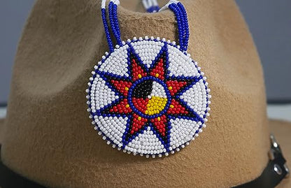 Handmade Native American Style Tribal ethnic Seed Bead Beaded Layered Medallion Necklace - color: 4 Direction Star