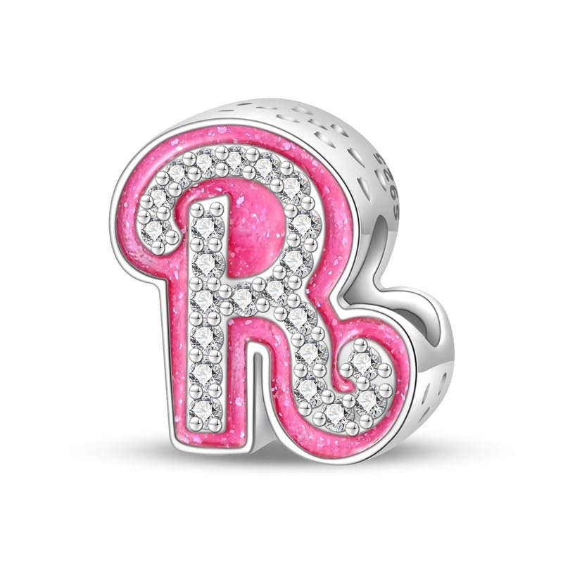 925 Sterling Silver Letter Charms Fits Pandora Bracelets Alphabet AZ Bead Charm for Bracelets Necklace with 5A Cubic Zirconia for Women Birthday Ceremony DIY Jewelry Gift - style: R