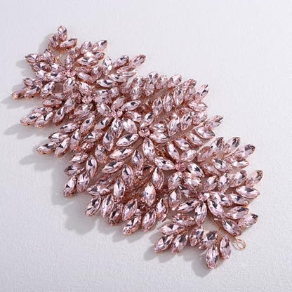 Bridal Rhinestone Hair Comb Large Rhienstone Wedding Headpiece Handmade Crystal Hair Comb for Bride Wedding Hair Accessories for Women (pink) - color: pink