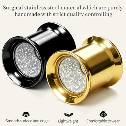 WBRWP Unisex Women 6pcs/8pcs-3pairs/4pairs Hollow Zircon Stainless Steel Screw Ear Plugs Tunnels with ZirconEar Plugs Tunnels - Ear Expander - Ear Gauges Stretcher Body Piercing 8g-5/8 - color: 4Pc with Silver Shining Inside