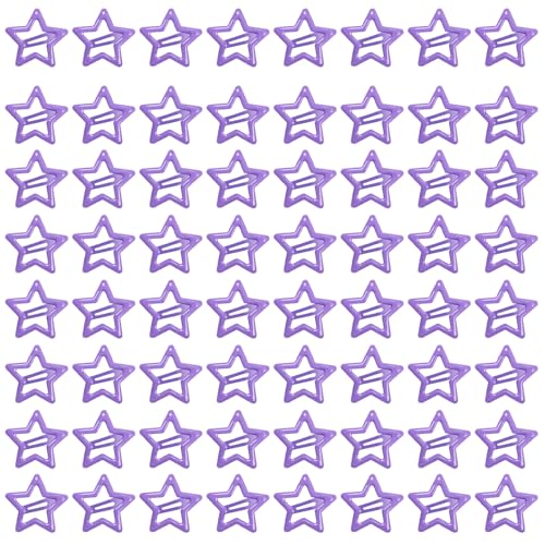 64 Pcs Metal Snap Hair Clips for Women,Small Snap Barrettes for Women Girls Thick Fine Hair (Purple) - color: Purple