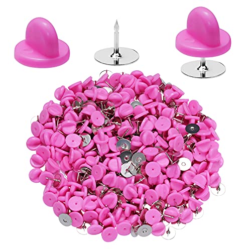 400pcs PVC Rubber Pin Backs Heliltd Butterfly Clutch Pins Tie Tacks Blank Pins for Uniform Badges Backing Holder Clasp Lapel Pin Enamel Pins(200 Sets) - color: pink