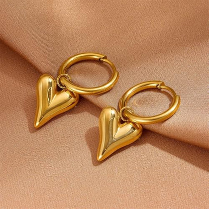 Charm Heart Huggie Hoop Earrings for Women,Lightweight 14K Gold Plated Love Heart Drop Dangle Earrings Minimalist Jewelry - color: Gold heart hoop earrings
