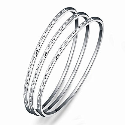 925 Sterling Silver Bangle Bracelet Bangles for Women/Girls | Bangle Bracelets for Women | 925 Sterling Silver Bracelets for Women | Dainty Bracelets - size: 7CM, style: Carved Bangle