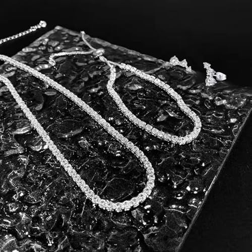 Crystal Wedding Jewelry Set, Necklace Earrings, for Accessories | Silver jewelry design, suitable almost occasions, non fading, non oxidizing, Valentine's Day gift, wedding jewelry sets - color: D