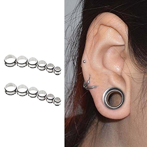 TOPBRIGHT 24PCS UV Acrylic Tapers and Surgical Steel Plugs Ear Gauges Kit Eyelets Stretching Set 00G-20mm - color: Steel