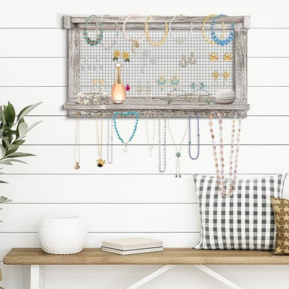 Jerry & Maggie Wall Mounted Jewelry Organizer, Wooden Necklace Holder Hanger with Hooks, Wall Jewelry Organizer Wall Mount for Necklace Display (6 Pack) - color: 6 Pack