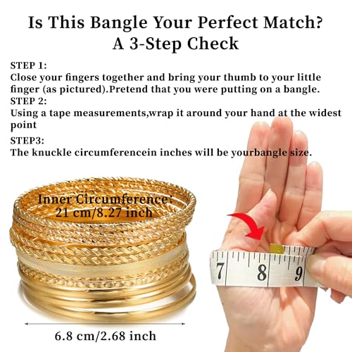 Gold Bangles for Women, 12 Pcs Boho Stackable Bracelets Multi Layer Textured Chunky Bracelets Jewelry Set for Women - color: Style A- 12 pcs gold