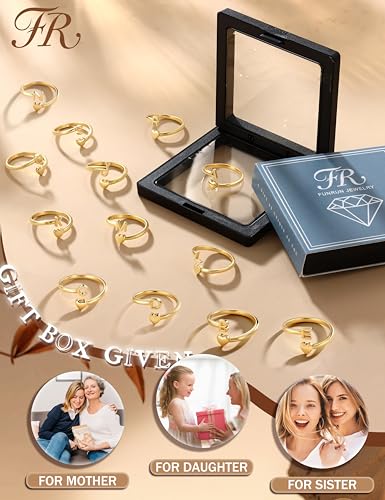 FUNRUN JEWELRY Gold Initial Ring for Women Non Tarnish 14K Gold Plated | Adjustable Letter Rings A-Z Dainty Heart Alphabet Stackable Band Rings Trendy Capital Letter Pinky Knuckle Thumb Ring - style: B Initial Ring