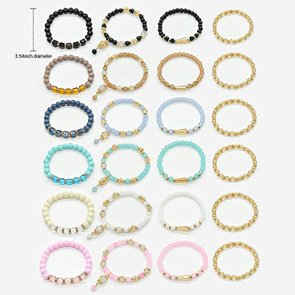 Bohemian Bracelet Sets for Women - 6 Sets Stackable Stretch Bracelets Multi-color Boho Jewelry for Women Hippie Bracelets Dainty Jewelry - color: Seed bead bracelet sets