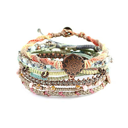 Wakami Charm Bracelet Stack Beaded Stackable Bracelets for Women - color: Day | 6.5IN