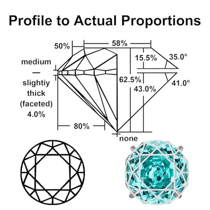 Zircon Flat Back Screw Hypoallergenic Surgical Steel Stud Earrings - color: Paraiba Green, size: 1ct - 0.24 Inch (6mm), None Gift Box