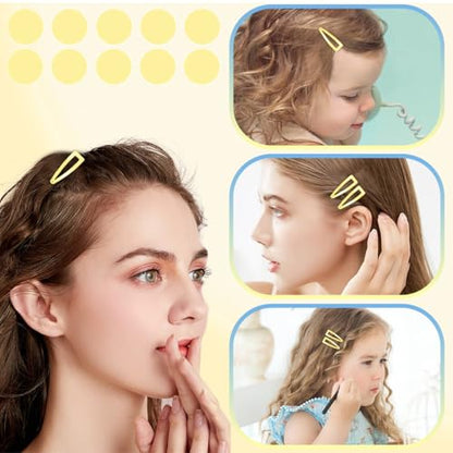 20 Pcs Snap Hair Clips for Women Snap Hair Barrettes Double Grip Hair Clips 3 Prong Clips for Hair Barrettes for Women Girls (Light Yellow) - color: Light Yellow