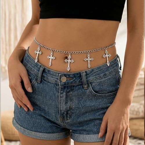 Waist Chain for Women - Silver Body Chain Crystal Body Jewelry, Stylish Adjustable Belt for Summer Beach Bikini Rave Festival Outfit Accessories - color: Silver-2