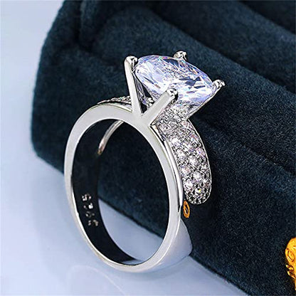 925 Sterling Silver Shiny Gem Ring Cubic Zirconia Rings CZ Diamond Multi Row Ring Eternity Engagement Wedding Band Ring for Women (US Code 7) - size: US Code 7