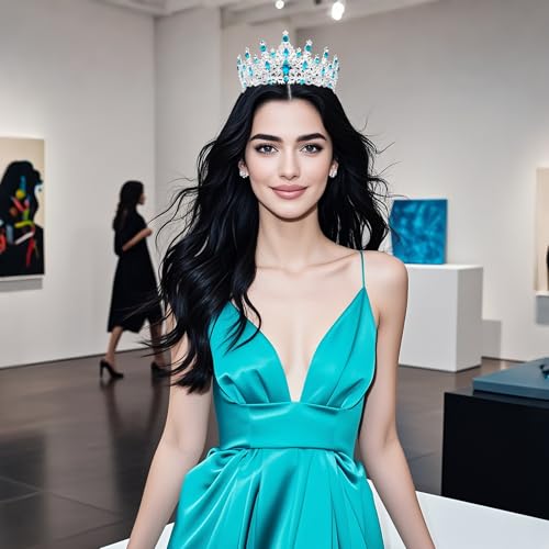 Tiaras and Crowns for Women Crystal Princess Tiaras Rhinestone Queen Crowns For Wedding Bridal Birthday Prom Pageant Party (Tiara 100) - color: Silver Blue