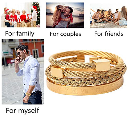 Mens Bracelet Beaded Bracelets Micro Pave Zircon Bracelets for Men Women Bracelets for Men Stainless Steel Cuff Bangle - color: D-gold