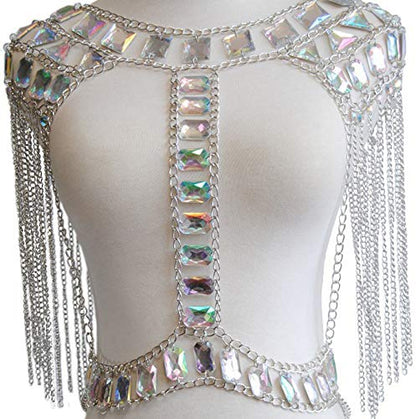 Women Sexy Jewelry Night Shop Costume Shoulder Body Chain - color: Silvery -Shoulder body chain