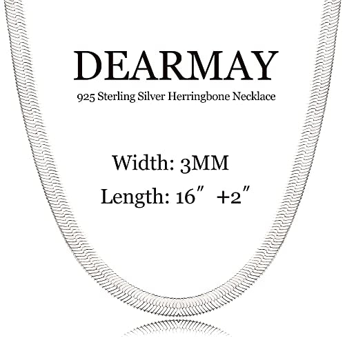 DEARMAY 14K Gold Plated Herringbone Necklaces for Women, Dainty Gold Snake Choker Chain Non Tarnish Trendy Simple Thin & Chunky Options Neckalce 1.5/3/5/6/8mm Chain Jewelry for Gifts - color: SL-3MM 16" Herringbone Necklace