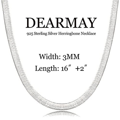 DEARMAY 14K Gold Plated Herringbone Necklaces for Women, Dainty Gold Snake Choker Chain Non Tarnish Trendy Simple Thin & Chunky Options Neckalce 1.5/3/5/6/8mm Chain Jewelry for Gifts - color: SL-3MM 16" Herringbone Necklace