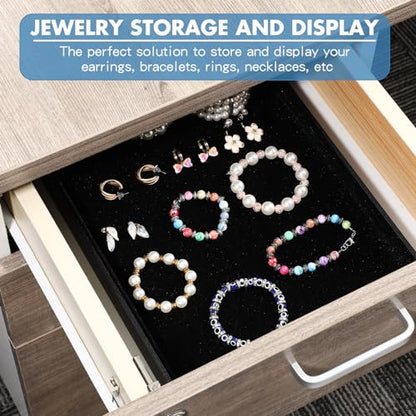 Quelay Stackable Jewelry Tray Jewelry Organizer Tray Showcase Display Empty Plate Bracelet Ring Earring Organizer - color: Black