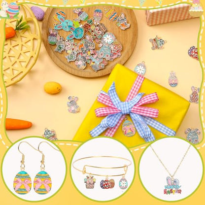 40Pcs/20 Pairs Easter Charms for Jewelry Making Spring Gifts | Enamel Bunny Egg Rabbit Charms, Assorted Spring Pendants Charm, Bracelets Necklaces Earrings Keychains, DIY Craft Supplies - style: Easter