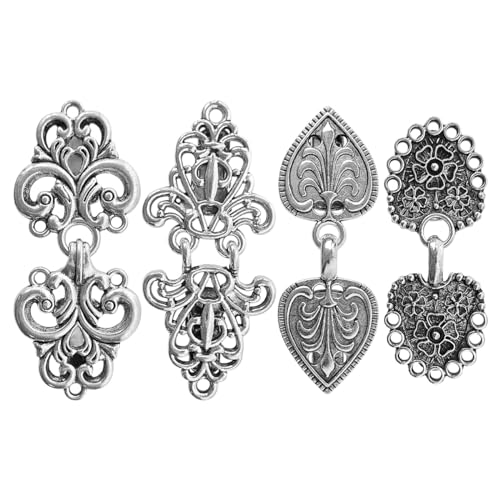 Vintage Shirt Clip - Dress Cinch, Cape Sweater Cardigan Shawl, Cloak Clips for Women - 4Pc - color: Silver