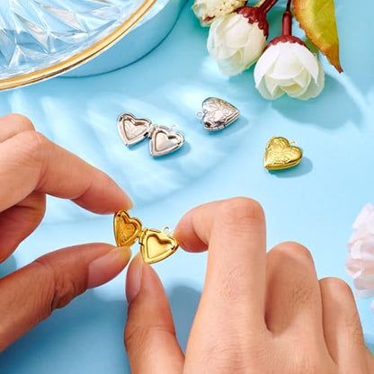 Elecrelive Locket Pendants Photo Frame Charms Memory Photo Charms Heart Locket Photo Frame Pendants - color: Gold and Silver, Flower