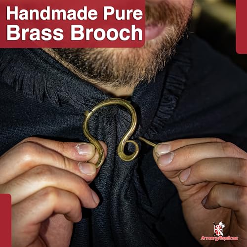 Armory Replicas™ Hand Forged Solid Brass Medieval Cloak Brooch – Viking, Celtic & Fibula Garment Pin Collection - style: Medieval Horseshoe