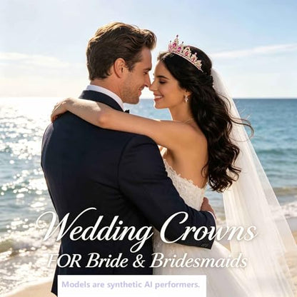 Kamirola - Queen Crown and Tiaras Princess Crown for Women Crystal Headbands for Bridal, Princess for Wedding and Party - color: Gold & Rose red