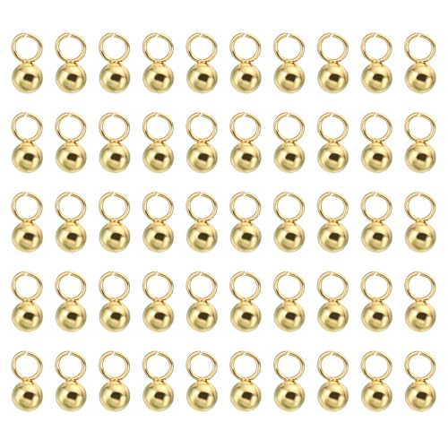 PATIKIL 50pcs Steel Bead Charm, Stainless Steel Ball Bracelet Charm Pendants Metal Round Beads Small Bulk for Jewelry Making - color: Gold Tone, size: 3mm
