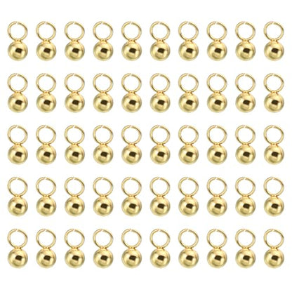 PATIKIL 50pcs Steel Bead Charm, Stainless Steel Ball Bracelet Charm Pendants Metal Round Beads Small Bulk for Jewelry Making - color: Gold Tone, size: 3mm