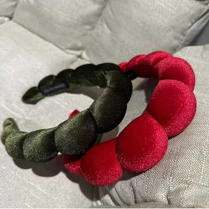 Fashion Headbands for Women Padded Fabric Hair Bands Wide Velvet Non Slip Headband Hair Accessories for Women Girls, Leaf Green - color: Leaf Green